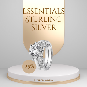 Amazon Essentials Sterling Silver Platinum Plated Infinite Elements Cubic Zirconia Three Stone Ring