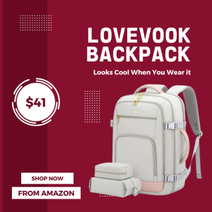 LOVEVOOK Travel Backpack For Women, With 2 Cubes, Grey-Pink