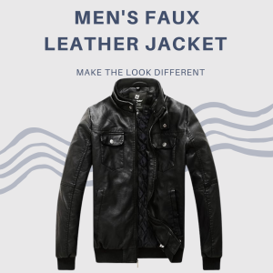 Wantdo Men's Faux Leather Jacket with Removable Hood Motorcycle 